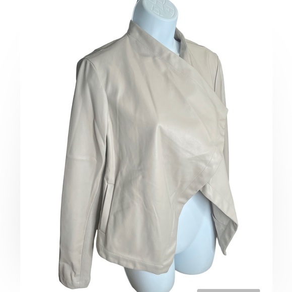 BB Dakota Up to Speed taupe vegan leather waterfall open front jacket size med - Picture 5 of 9